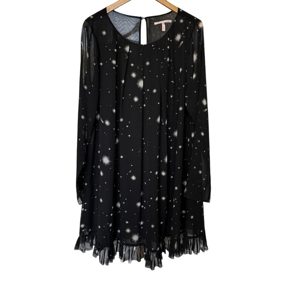 Victoria's Secret XL Black Starry Sheer Chiffon Long Sleeve Dress Party Cocktail - Picture 2 of 11